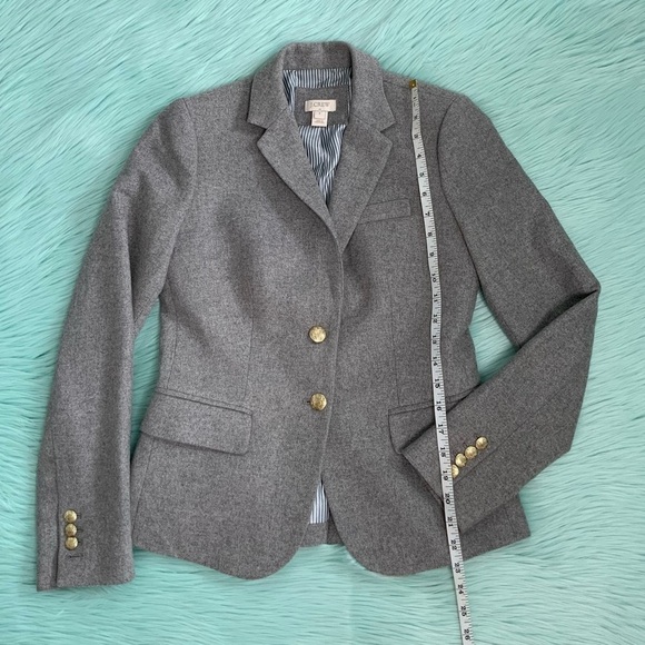 J Crew Mercantile Gray Wool Blend Blazer Jacket Gold Crest Buttons - Picture 6 of 7